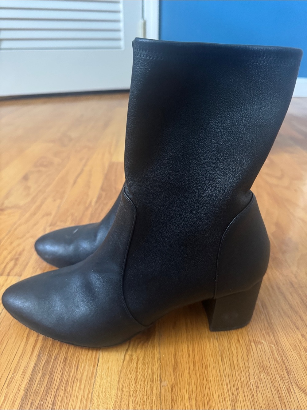 Stuart Weitzman Black Mid-Calf Block Heel Boots